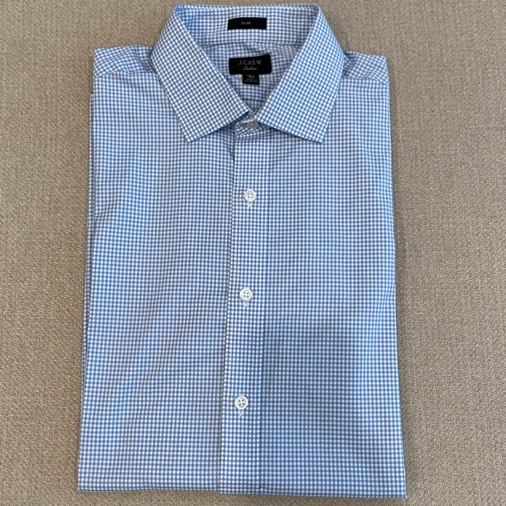 J. Crew Light Blue Gingham Dress Shirt